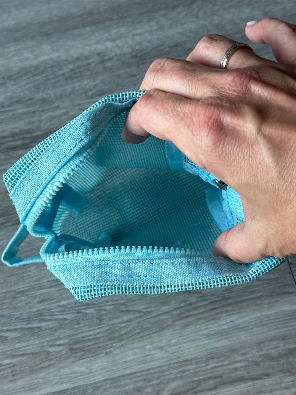Kopari Teal Mesh Zip Pouch